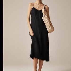 J CREW COLLECTION BLACK MIDI SLIP DRESS- size 4 NWT